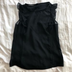 Black Top w/ sheer side paneling and gold buttons